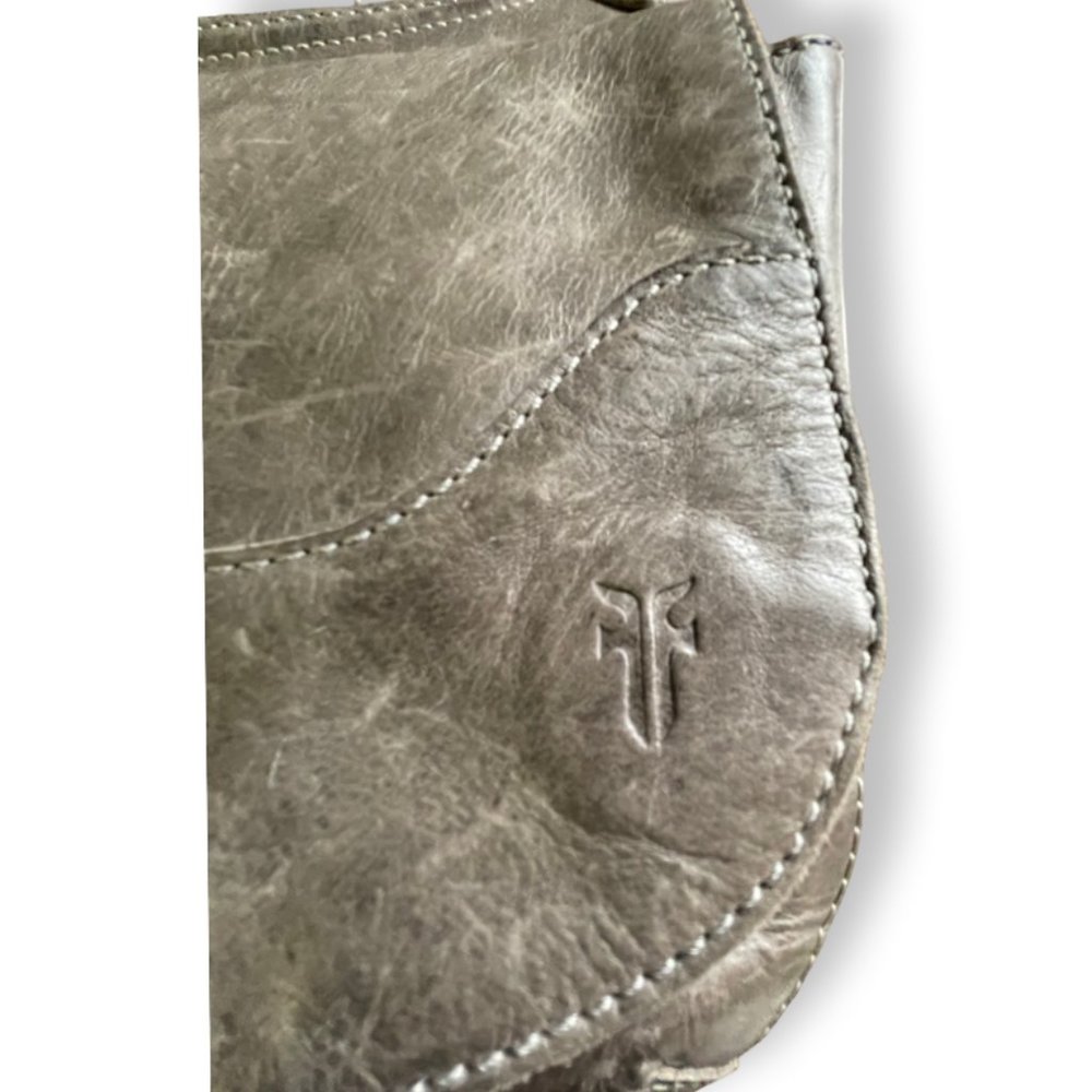 Frye Melissa Grey Leather Crossbody Saddle Bag with Dustbag - Picture 6 of 7